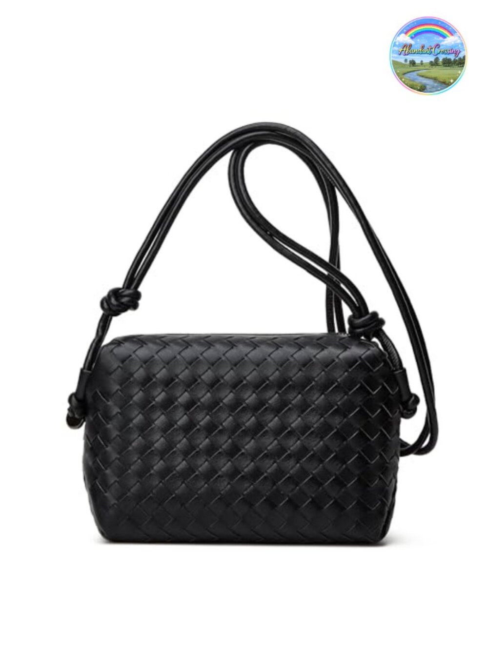Woven Crossbody Bag Vegan Leather Women's Handbag Compact Shoulder